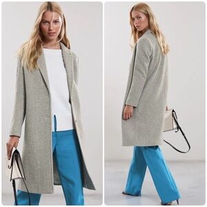 Reiss Bentley Checked Crombie Overcoat Jacket Wool Size US 8